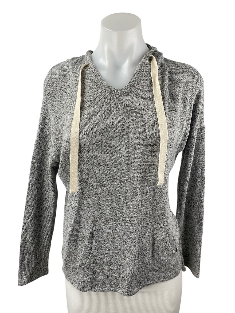 Tea N Rose Women's Gray Long Sleeve Lace Crochet Knit Hoodie Sweater Top Size S